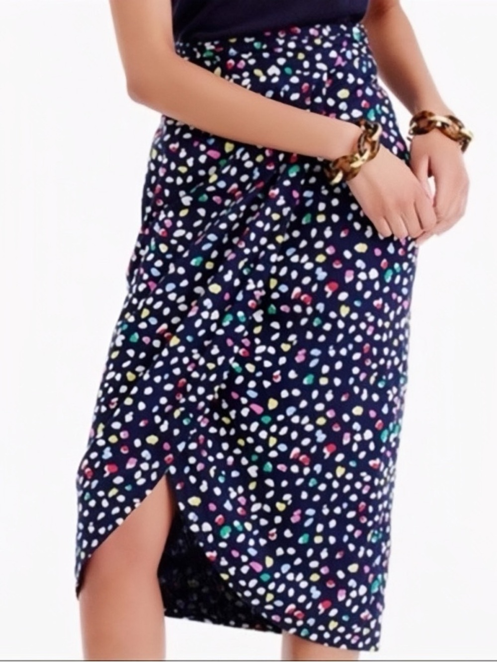 J.Crew Women's Midi Skirt with Multicolor Dot Print